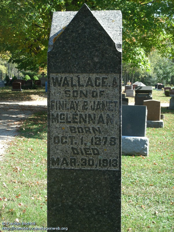 Photo of headstones/McLennan Wallace A headstone